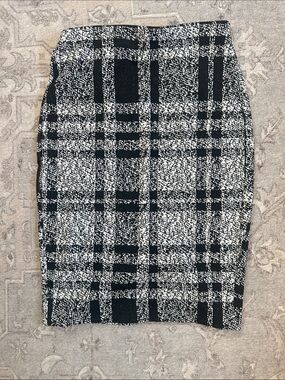 Express Black & White Plaid Pencil Skirt
